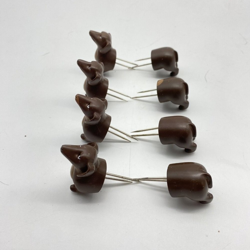 Dachshund Corn Cob Holders Set of 4 Brown Weiner Dog Stainless‎ Steel Whimsical